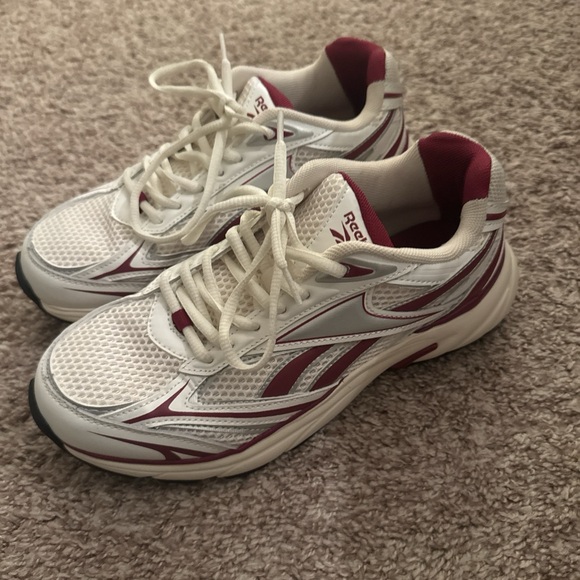 Reebok Shoes - Reebok Women's White and Burgundy Sneakers